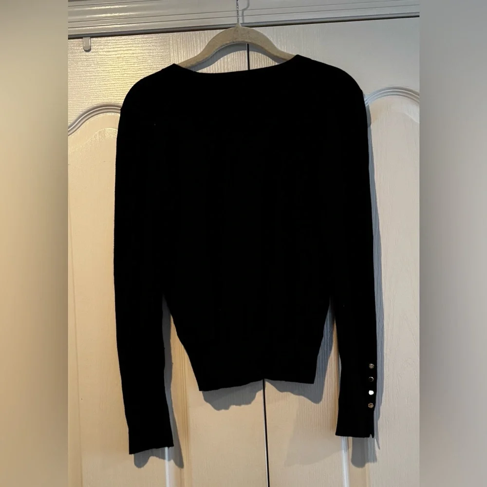 Zara Black Crew Neck Sweater with Gold Stud Detail on Sweater - Size S